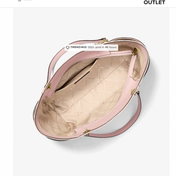 Micheal Kors Powder Blush Jet Set Large Color-Block Signature Logo Tote Bag NWT - Picture 3 of 3